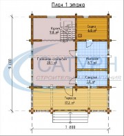 Проект Дом-баня Волга - План 1 этажа